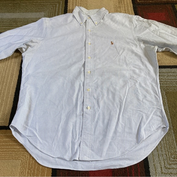 Ralph Lauren Classic Fit Button Down Striped Long Sleeve Shirt Men's Sz 16 34/35 - Picture 2 of 9